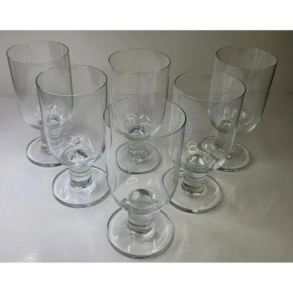 Set Of 6 CRATE & BARREL Viva Clear Water Goblets Glasses Rare Discontinued 6.4